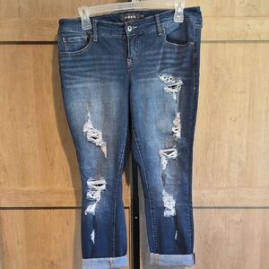 (J60) Torrid Distressed Ankle Jeans in Blue Sz 14R